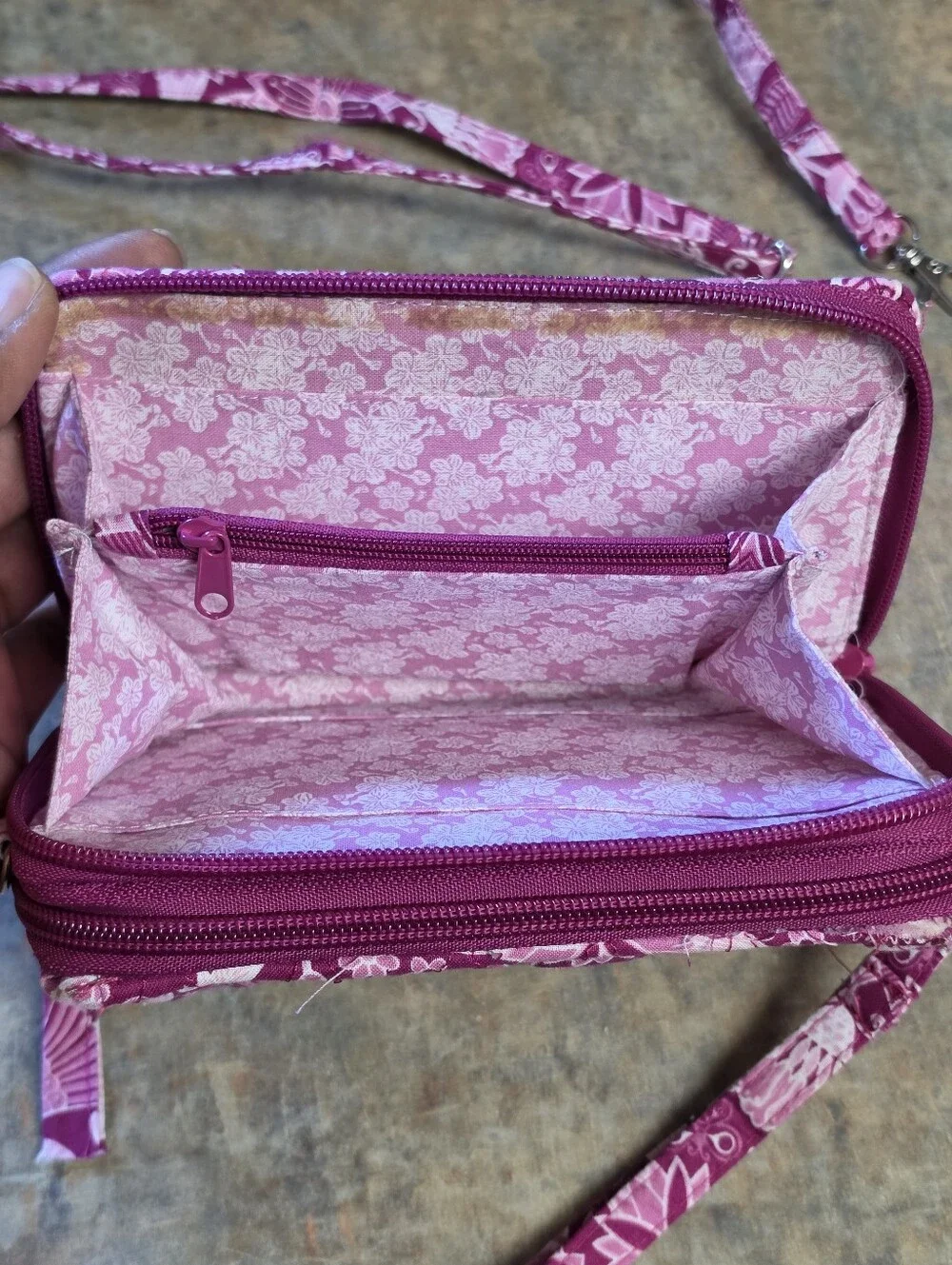Pink Floral Crossbody Wallet Purse